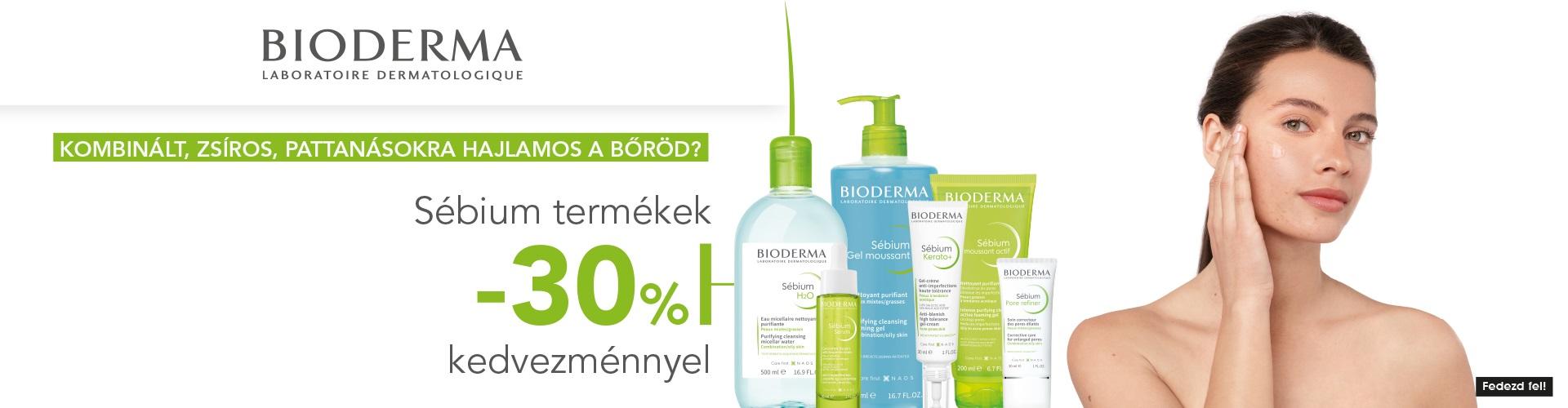 2024. augusztus 31. és október 31. között a Bioderma Sébium termékeket 30% kedvezménnyel kínáljuk!